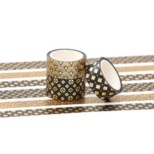 Load image into Gallery viewer,    Veins_Ancient_Treasure_Gold_Washi_Tape_Set_Wide_Flowers_Silver_Glitter_Color_15mm_3Rolls