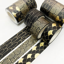 Load image into Gallery viewer, Veins_Clouds_Gold_Washi_Tape_Set_Wide_Flowers_Silver_Glitter_Color_15mm_3Rolls