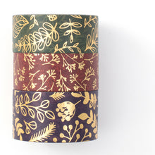Load image into Gallery viewer, Veins_Floral_Leaves_Gold_Washi_Tape_Set_Wide_Flowers_Silver_Glitter_Color_15mm_3Rolls