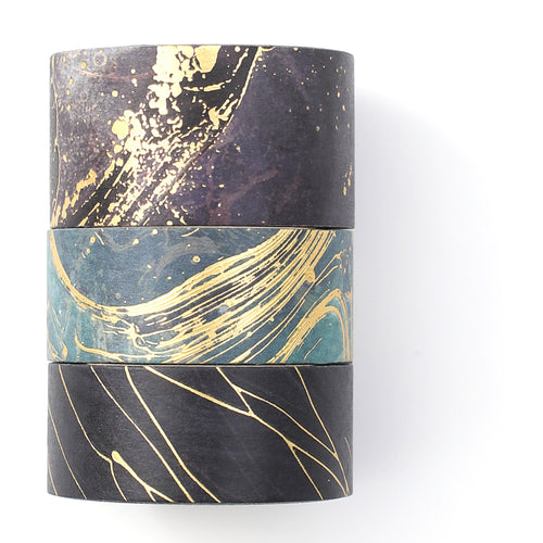 Veins_Gilding_Flows_Gold_Washi_Tape_Set_Wide_Flowers_Silver_Glitter_Color_15mm_3Rolls