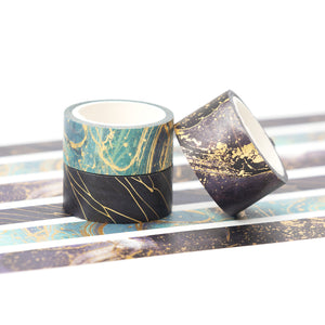 Veins_Gilding_Flows_Gold_Washi_Tape_Set_Wide_Flowers_Silver_Glitter_Color_15mm_3Rolls