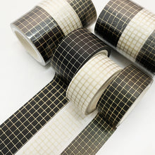 Load image into Gallery viewer, Veins_Grid_Gold_Washi_Tape_Set_Wide_Flowers_Silver_Glitter_Color_15mm_3Rolls