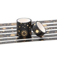 Load image into Gallery viewer,    Veins_Interstellar_Gold_Washi_Tape_Set_Wide_Flowers_Silver_Glitter_Color_15mm_3Rolls