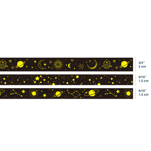    Veins_Interstellar_Gold_Washi_Tape_Set_Wide_Flowers_Silver_Glitter_Color_15mm_3Rolls