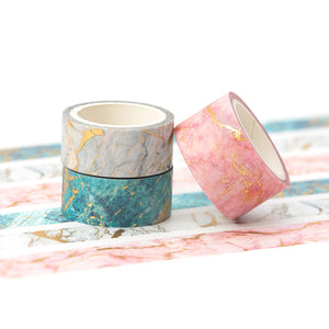 Veins_Marbling_Gold_Washi_Tape_Set_Wide_Flowers_Silver_Glitter_Color_15mm_3Rolls