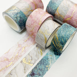 Veins_Marbling_Gold_Washi_Tape_Set_Wide_Flowers_Silver_Glitter_Color_15mm_3Rolls