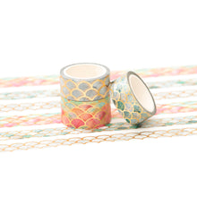 Load image into Gallery viewer,    Veins_Ripples_Gold_Washi_Tape_Set_Wide_Flowers_Silver_Glitter_Color_15mm_3Rolls