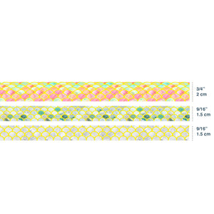    Veins_Ripples_Gold_Washi_Tape_Set_Wide_Flowers_Silver_Glitter_Color_15mm_3Rolls