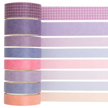 Load image into Gallery viewer, Violet_Basic_Solid_Color_Washi_Tape_Set_Grid_Plaid_Nature_Morandi_15mm_8Rolls