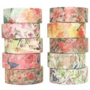 Warm_Flowers_Washi_Tape_Set_Plants_Forest_Girl_15mm_10Rolls