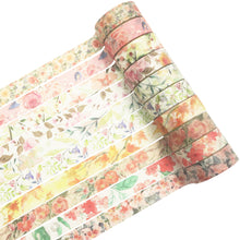 Load image into Gallery viewer, Warm_Flowers_Washi_Tape_Set_Plants_Forest_Girl_15mm_10Rolls