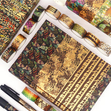 Load image into Gallery viewer, Wild_Animals_Washi_Tape_Gold_Foil_15mm_3m