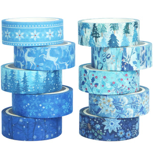 Winter_Washi_Tape_Set_Snowflake_Season_Blue_White_Cold_Holiday_Girl_15mm_10Rolls