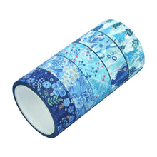 Load image into Gallery viewer, Winter_Washi_Tape_Set_Snowflake_Season_Blue_White_Cold_Holiday_Girl_15mm_10Rolls