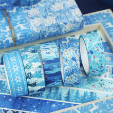 Load image into Gallery viewer, Winter_Washi_Tape_Set_Snowflake_Season_Blue_White_Cold_Holiday_Girl_15mm_10Rolls