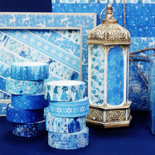 Load image into Gallery viewer, Winter_Washi_Tape_Set_Snowflake_Season_Blue_White_Cold_Holiday_Girl_15mm_10Rolls